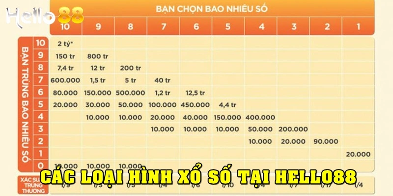 Các loại hình xổ số phổ biến tại Hello88