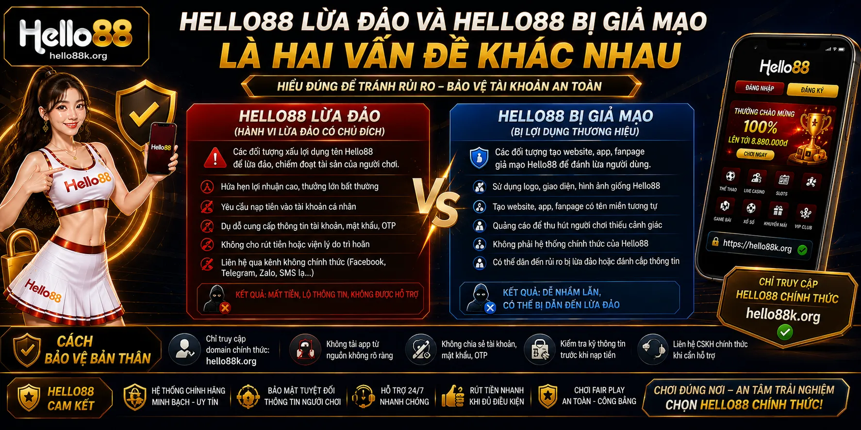 Hello88 lừa đảo và Hello88 bị giả mạo là hai vấn đề khác nhau