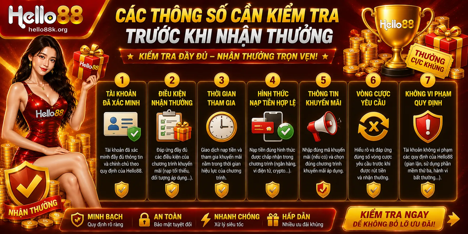 Các thông số cần kiểm tra trước khi nhận thưởng