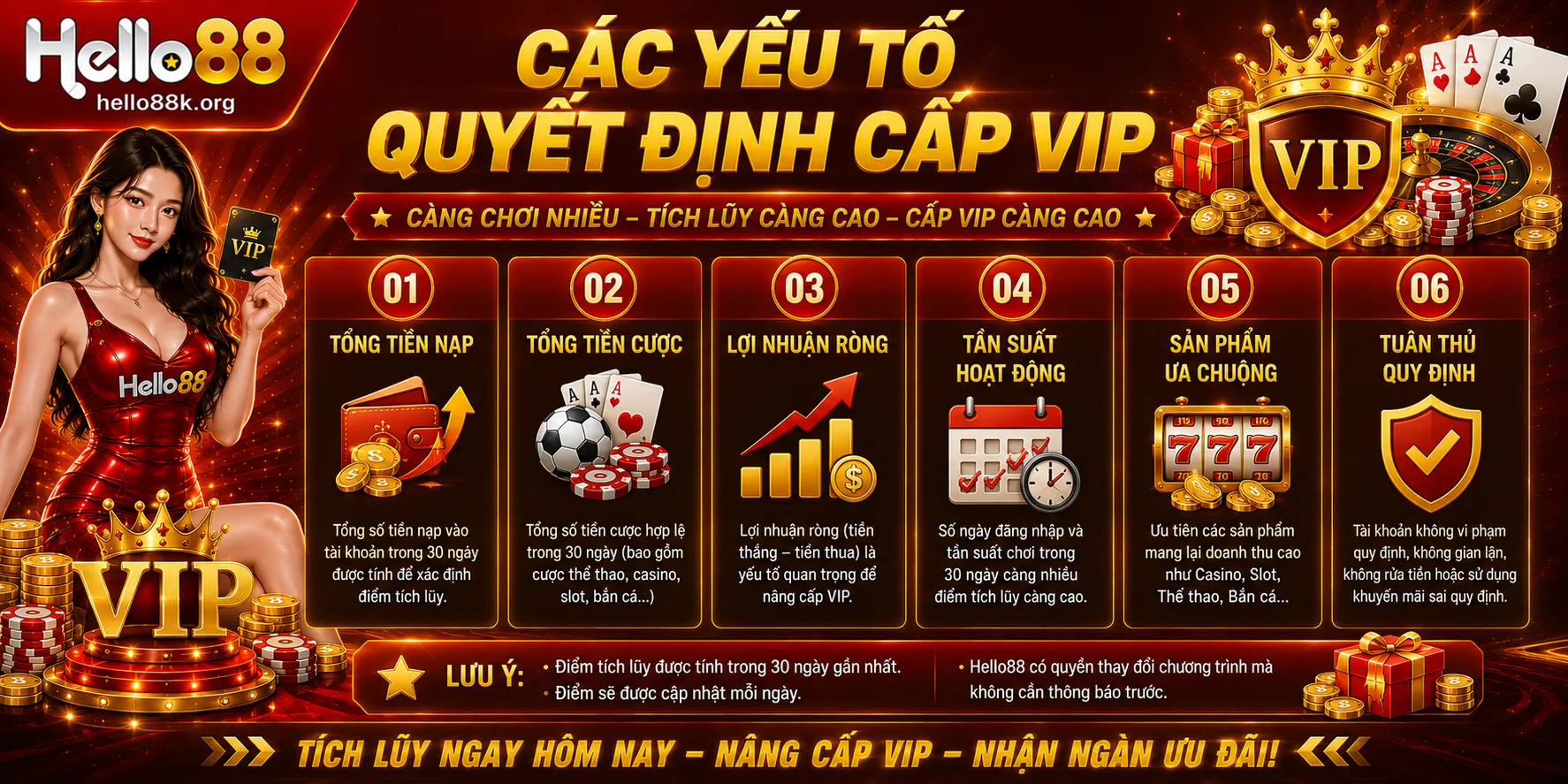 Các yếu tố quyết định cấp VIP