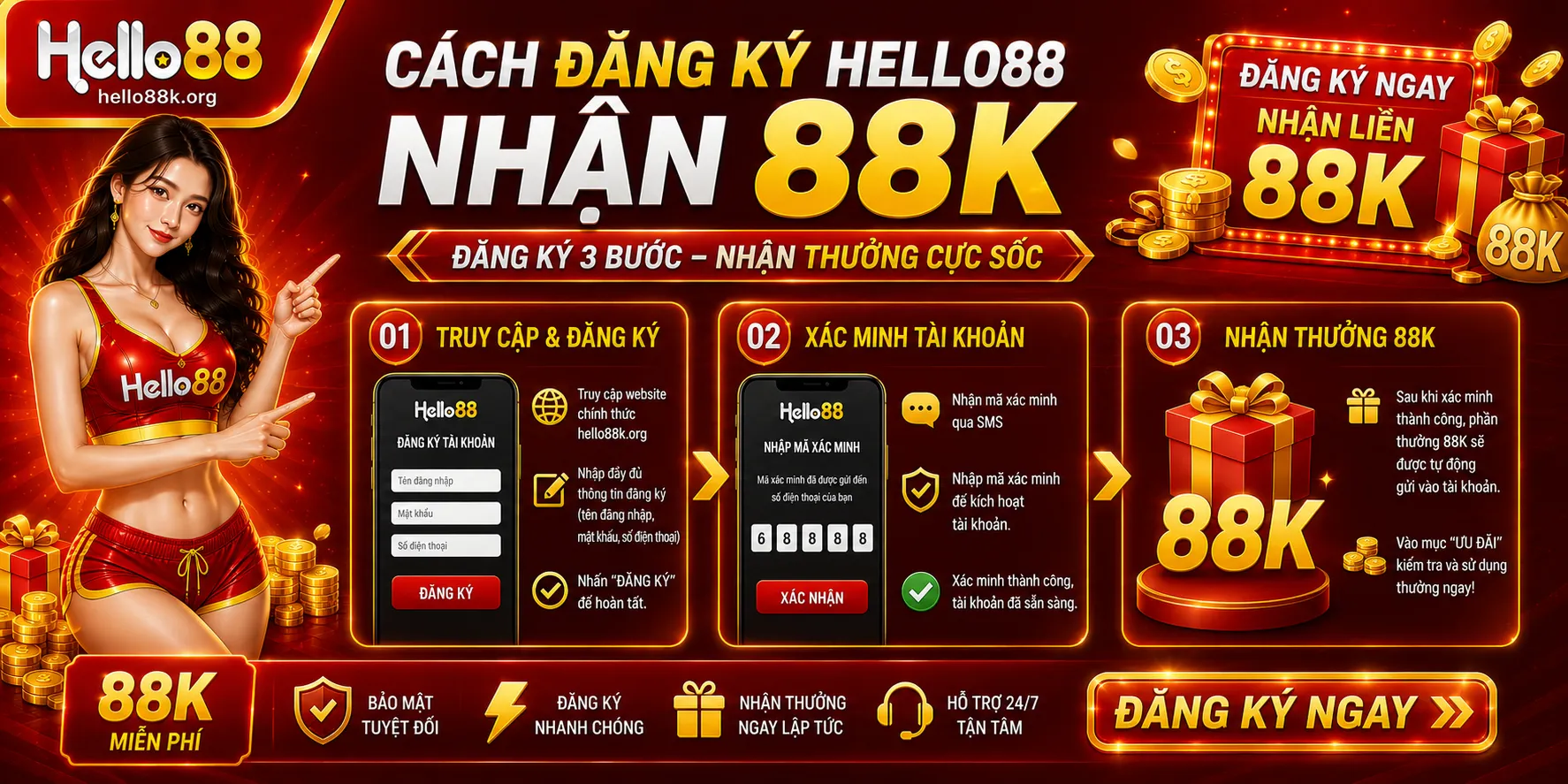 Cách đăng ký Hello88 nhận 88K