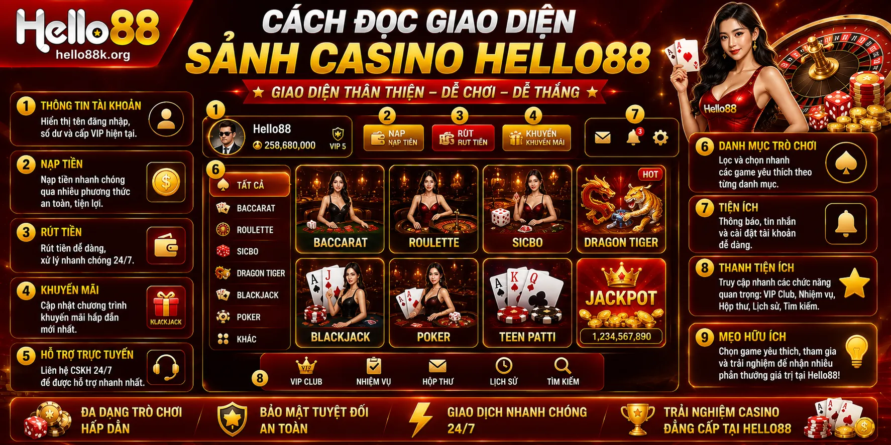 Casino Hello88: Sảnh Live, Luật Chơi Và Cách Tham Gia 2 Cách đọc giao diện sảnh Casino Hello88