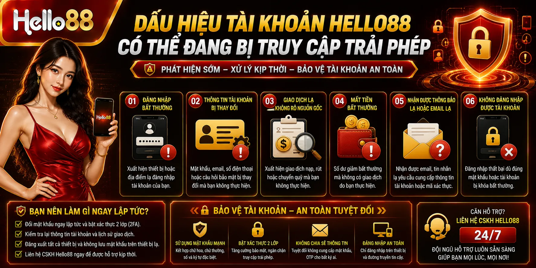 Dấu hiệu tài khoản Hello88 có thể đang bị truy cập trái phép