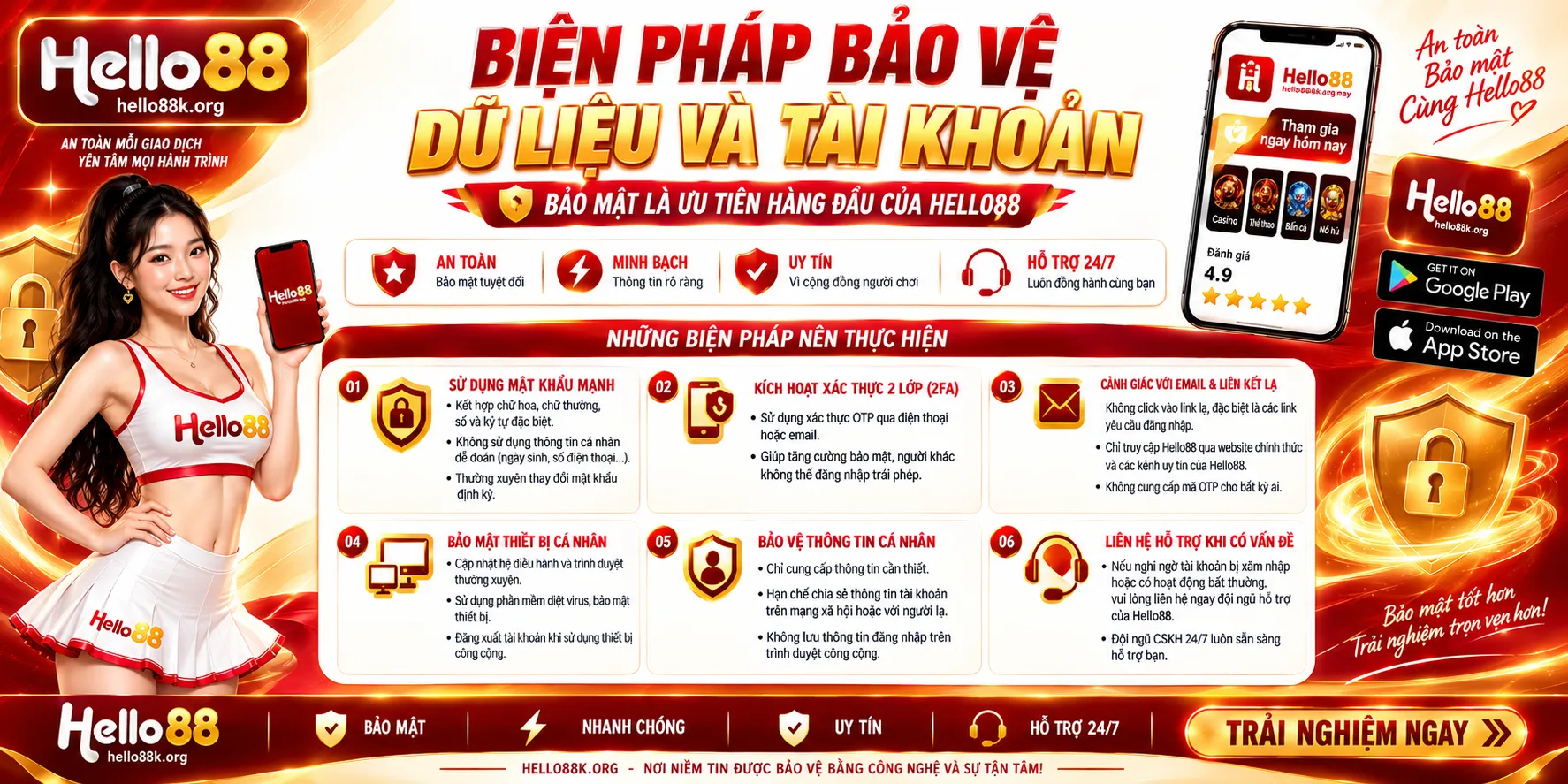 Chính Sách Bảo Mật Hello88 Và Quyền Kiểm Soát Dữ Liệu 2 Biện pháp bảo vệ dữ liệu và tài khoản